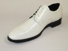 Men Santino Luciano Formal Dress Shoes Patent Leather Shiny Lace up C532 White image 5