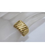 Fine 18K Yellow Gold Tube Ribbed Wide Square Band Ring Size 5 - £1,059.27 GBP