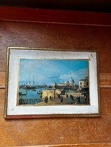 Vintage Made in Italy Antiqued Florentine Plaque of Italian Scene w Wate... - £11.71 GBP