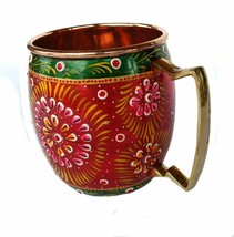 Copper Handmade Outer Hand Painted Art work Beer, Cold Coffee Mug - Cup Red-1 - £14.70 GBP