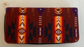 Native American Indian Women Fleece Organizer Zipper red Wallet - £17.24 GBP