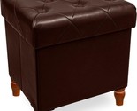 Folding Storage Ottoman Cube, Brown, 15&quot; X 12&quot; X 15&quot;; Pu Leather Footsto... - $43.98