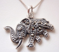 Marcasite Elephant Pendant 925 Sterling Silver Corona Sun Jewelry - £7.23 GBP