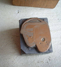 Vintage Wood &amp; Metal Printer Block Stamp Wrestling Head - £17.91 GBP