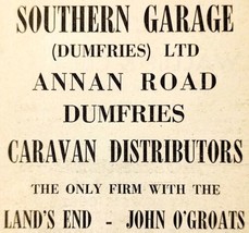 1954 Southern Garage Dumfries Caravan Dealership Advertisement Automobil... - £11.82 GBP