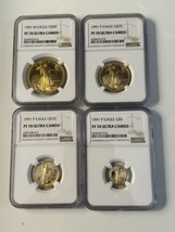 1991 4-COINS Set W &amp; P $50 $25 $10 $5 Gold Eagle Ngc PF70 Proof Ultra Cam Scarce - £7,114.21 GBP