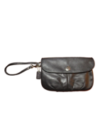 COACH Black Leather Pleated Flap Wristlet Clutch - $39.99