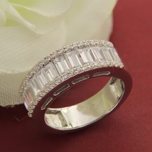 4.50 CT Baguette and Round Cut CZ Eternity Wedding Band Ring 925 Sterling Silver - £91.82 GBP