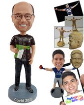 Personalized Bobblehead Guy having fun with a spre/nerf pistol with a t-shirt, p - £72.11 GBP