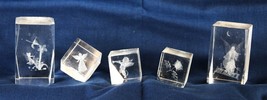 5 Laser Crystal Cubes with Angels, Cupid, Rose and Faerie - $24.75