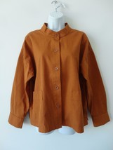 Nwt Eileen Fisher Musk Yellow Organic Cotton Mandarin Collar Jacket Large L - £104.29 GBP