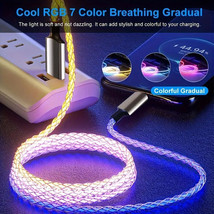 Braided LED Lighted Charging Cable With 100W TYPE-C TO C Fast Charging Cable - £4.70 GBP