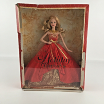 Barbie Collector 2014 Holiday Barbie Fashion Doll Red Gold Gown Stand Mattel New - £58.10 GBP