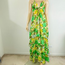 Astr Aneira Dress Green Yellow Blue Floral Tiered Ruffled Women&#39;s XL Max... - $114.74