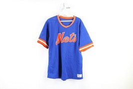 Vintage 80s Sand Knit Mens XL Spell Out New York Mets Baseball Jersey Blue USA - £79.34 GBP