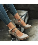 Handmade Shoes with double buckle heel in Ecological Leather for Woman - £37.37 GBP