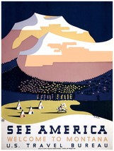 2697 See America Welcome to Montana travel vintage Poster.Decorative Art. - $16.20+