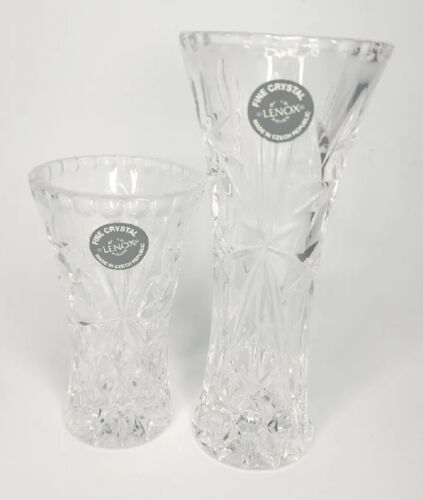 Primary image for Vintage 4" & 6" Lenox Cut Fine Crystal Star Bud Vases Czech New No Box U116