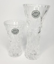 Vintage 4&quot; &amp; 6&quot; Lenox Cut Fine Crystal Star Bud Vases Czech New No Box U116 - £31.45 GBP