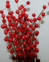 Unbranded Red Holly Berry Stems 16 Inches Set Of Five Decoratations image 6