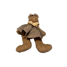 Jointed Vintage Brown Bear Curly Vintage Teddy Bear Button Joints Lace C... - $27.72