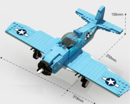 1 Pcs WW2 Blue Military Retro Plane Airplane Fighter Jets  Building Blocks Toys  - £24.45 GBP