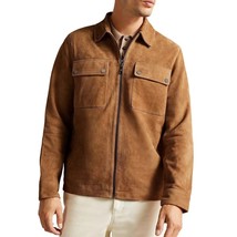 Ted Baker London Men&#39;s Theirry Suede Zip Through Shacket Shirt Jacket Ca... - $298.12