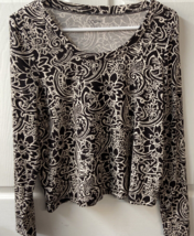 Loft Outlet Pullover Sweater Knit Top Womens Size Medium Brown Floral Ro... - £8.11 GBP