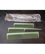 Lot Of 3 STANLEY Home Hair Comb USA Plastic Green Large Tooth Rat Fire N... - $51.09 CAD
