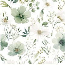 Elegant Sage Green Floral Peel and Stick Wallpaper | Easy Removable Styl... - $55.39