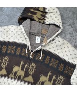 Aly Marka Wool Alpaca Print Full Zip Hoodie Sweater Jacket XL - $79.99