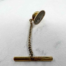 Swank Vintage Silver and Gold Tone Etched Oval Lapel Tie Tack Pin - £7.90 GBP