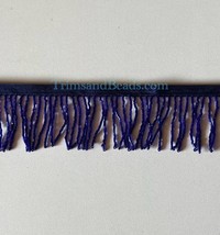 By Yard-2&quot;-DARK ROYAL BLUE Glass BUGLE Bead Beaded Fringe Lamp Costume Trim - £8.50 GBP