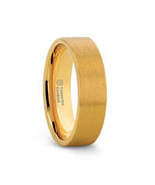 AUDEN Gold Plated Flat Brushed Finished Tungsten Wedding Ring - 4mm 6mm ... - $249.99