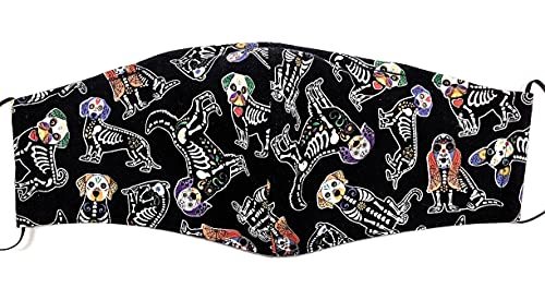 Primary image for XL XXL Fitted Skeleton Dog Canine Face Mask, Sugar Skull Spooky, USA Made Washab