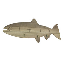 Scratch &amp; Dent Distressed Wood Fish Shaped Hanging Wall Rack - £16.49 GBP