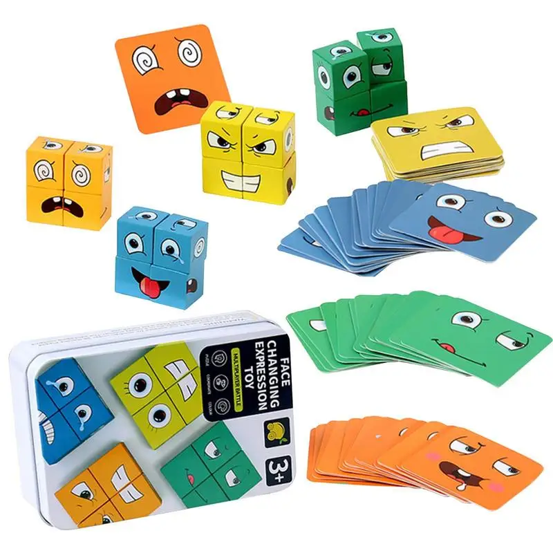 Montessori Face Change Cube Building Blocks Toys Expression Party interactive - £14.89 GBP+