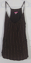 Lola Womens Tank Top Medium Stars Brown Spaghetti Strap Pockets Scoop Neck - $14.99