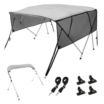 VEVOR 4 Bow Bimini Top Boat Cover, 600D, 8'L x 54"H x 91"-96"W, Light Grey - $156.90