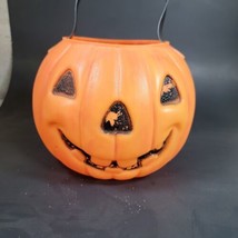 Blow Mold Pumpkin pail Vintage AJ Renzi Corp. Leominster Mass USA - £13.47 GBP