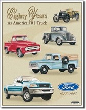 Ford Trucks 80 Years Of Pickup Car Dealer Logo Retro Wall Decor Metal Sign - $21.77