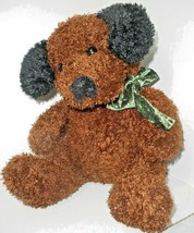 Chosun Dog Plush 11&quot; Chocolate Brown Puppy Stuffed Animal Soft Toy Green... - $30.87