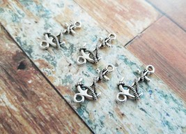 4 Anchor Charms Connectors Antiqued Silver Ocean Pendants Nautical Findings - £2.31 GBP