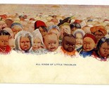 All Kinds of Little Troubles Postcard Babies Around the World 1910&#39;s - $19.78