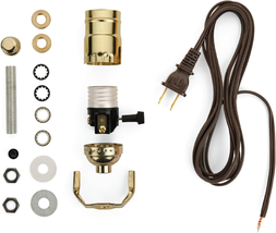 I like That Lamp DIY Lamp Wiring Kit, Brass Socket &amp; 12FT Brown Cord (1 Pack), f - £23.67 GBP