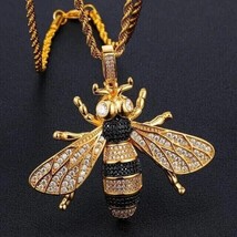 2Ct Round Cut Lab Created Diamond Honey Bee Pendant 14k Yellow Gold Plated 18 In - £184.52 GBP