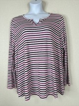 Lane Bryant Womens Plus Size 18/20 (1X) Purple Striped Plush Knit V-neck... - $17.99