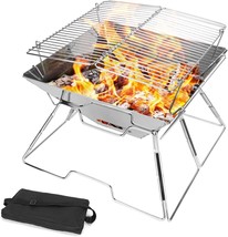 Odoland Folding Campfire Grill, 304 Stainless Steel Grate Barbeque Grill, - £34.26 GBP