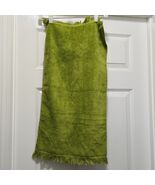 Vintage 70s Avocado Green Cannon Hand Towel Retro Fringe MCM 26.5&quot; X 14.5&quot; - $23.78