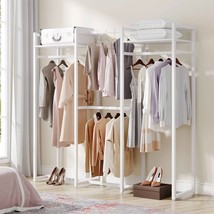 Heavy Duty White Metal Freestanding Garment Rack with 4 Clothes Hanging Rods - £228.63 GBP
